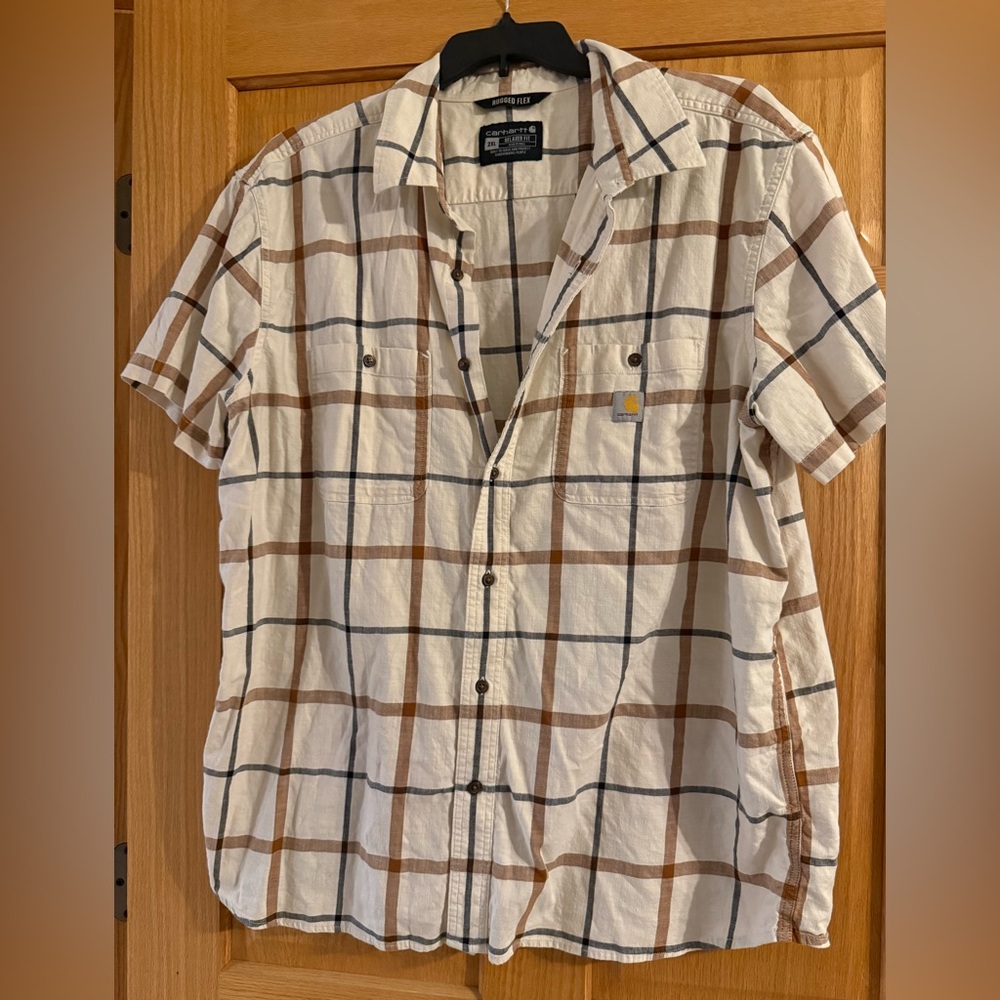 Carhartt rugged flex relaxed fit button down mens plus size 2XL